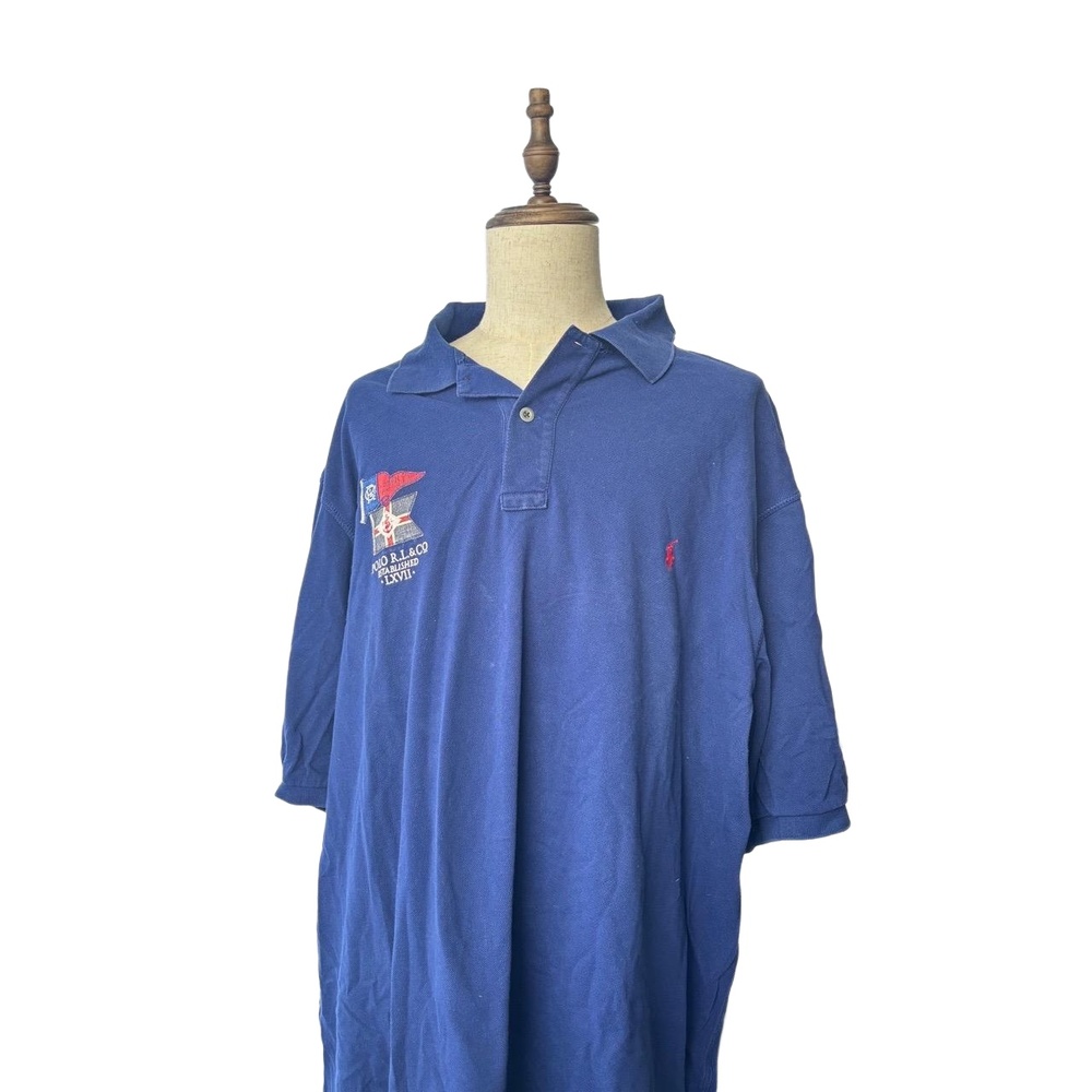Ralph Lauren Shirt Mens Size 4XLT Navy Blue Polo Embroidery Classic Preppy